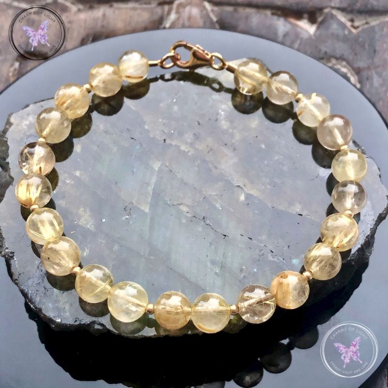 Golden Rutilated Quartz Gold Bracelet